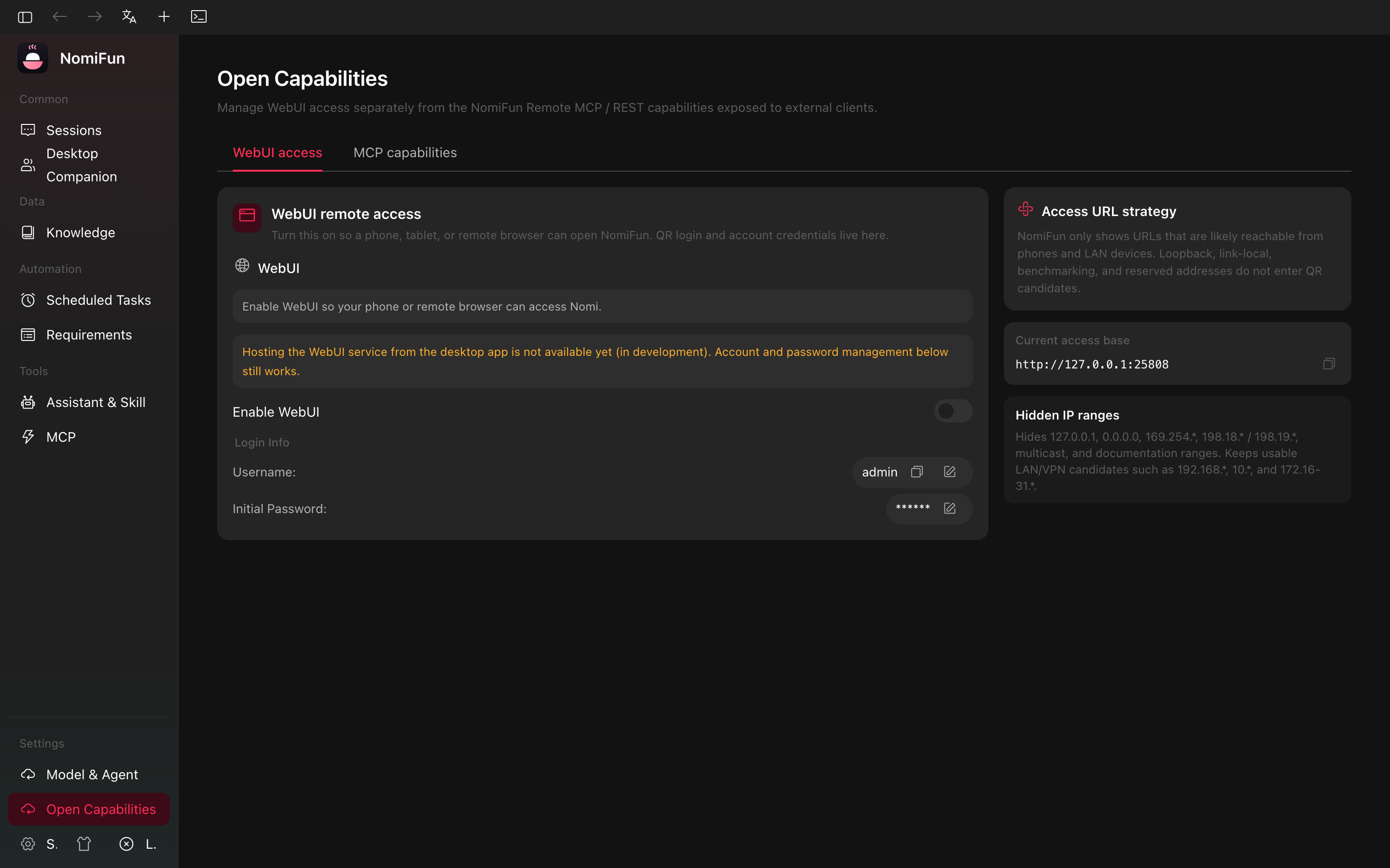 Open capabilities