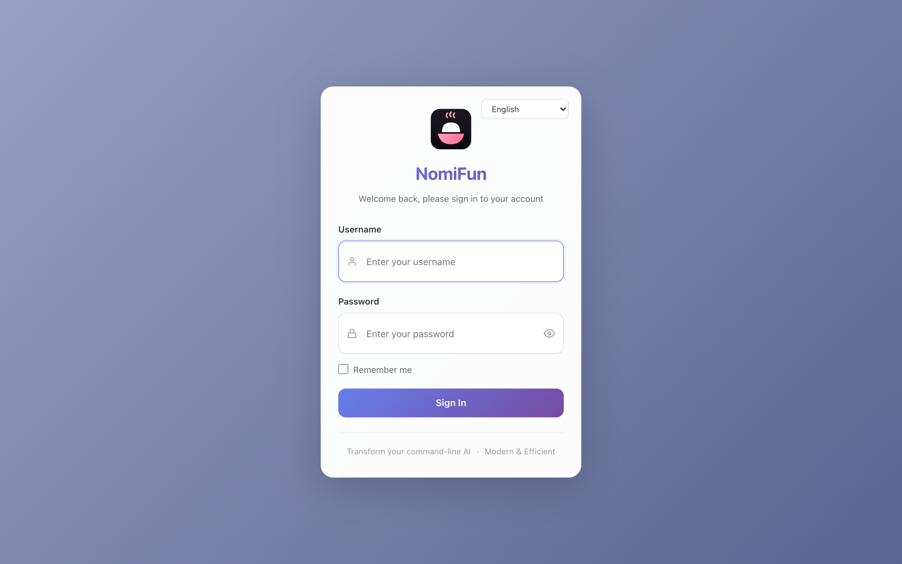 Login screen on the remote browser