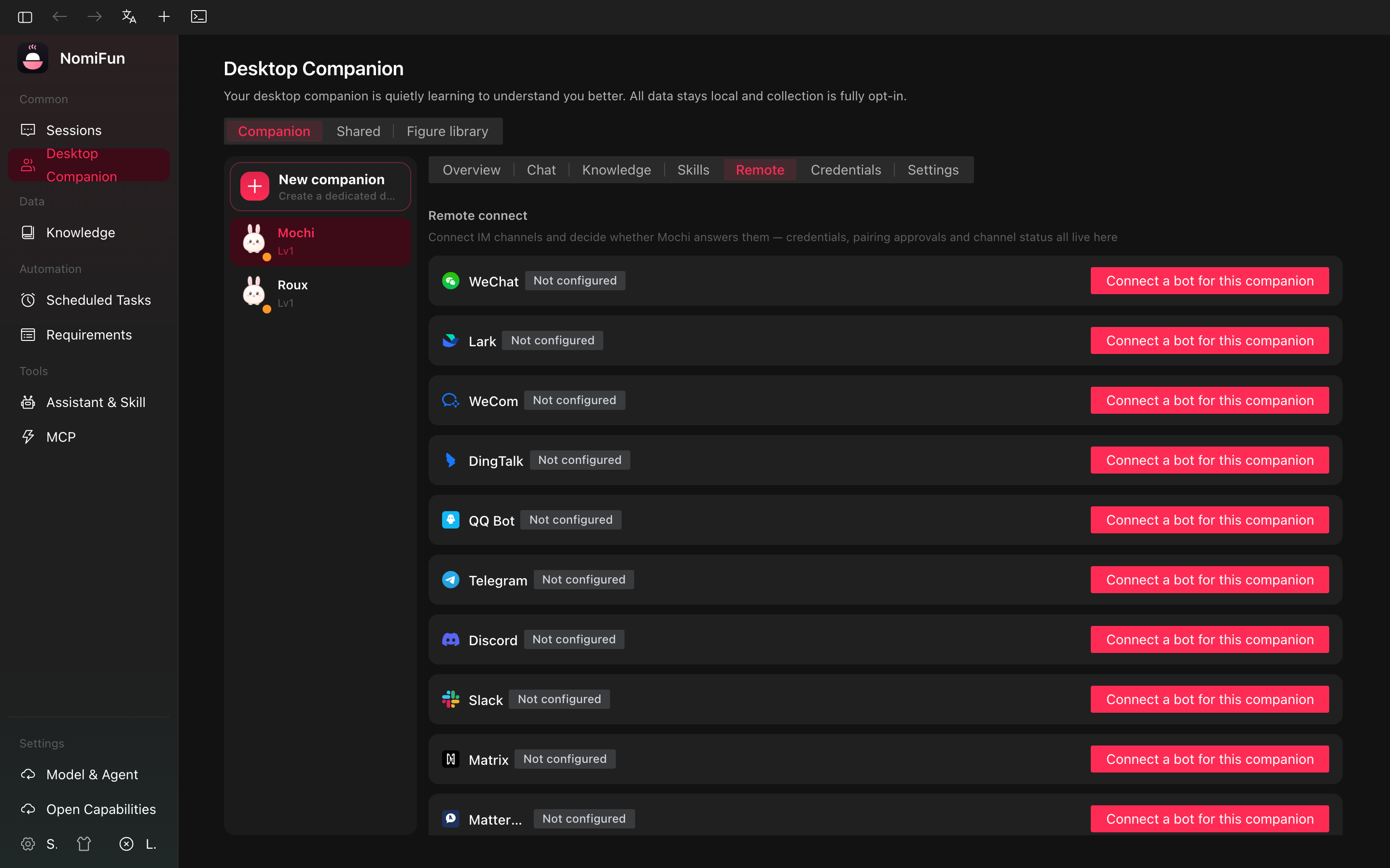 Companion remote channels